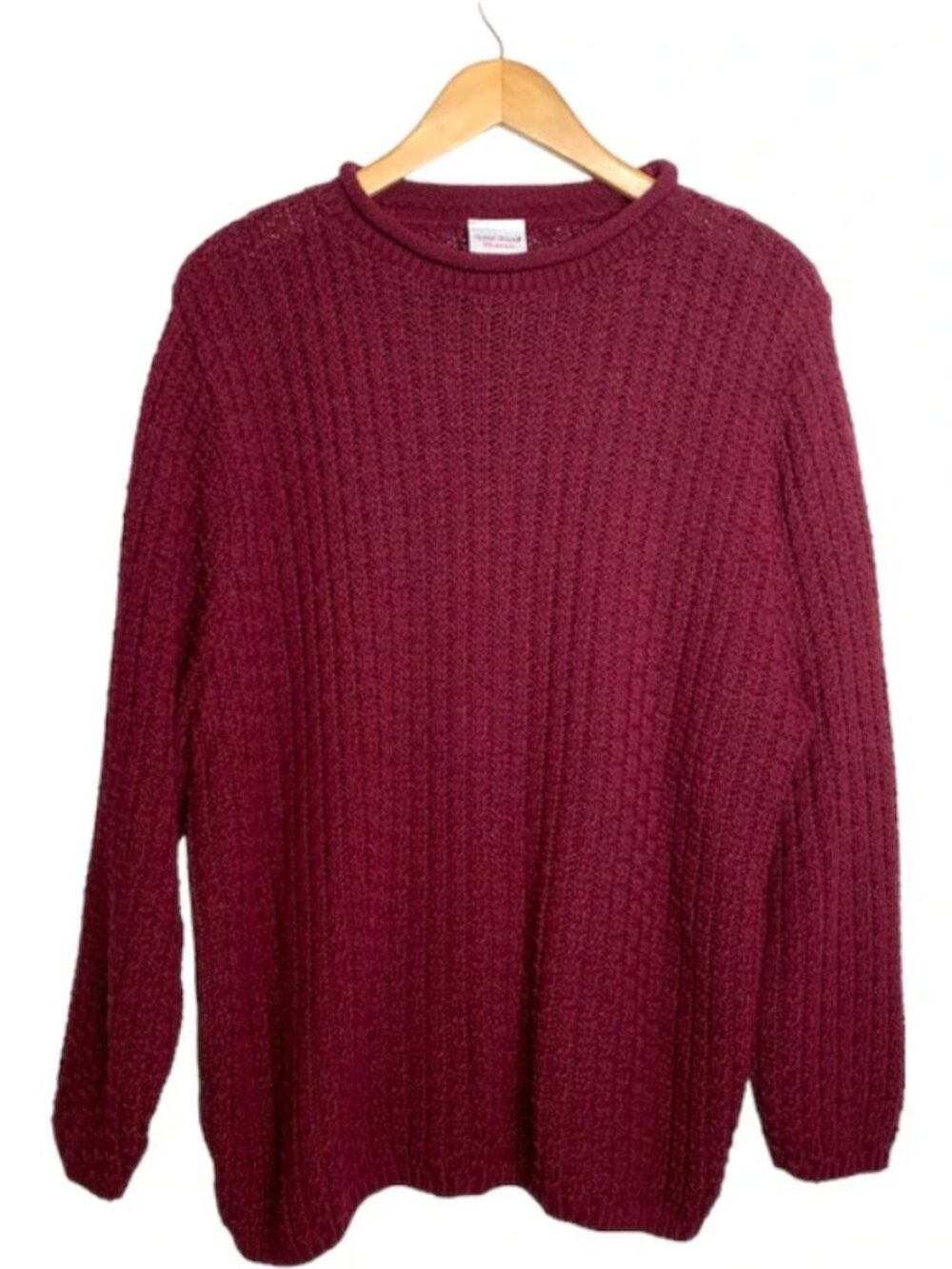 Vintage 90s Maroon Knit Grandpa Sweater